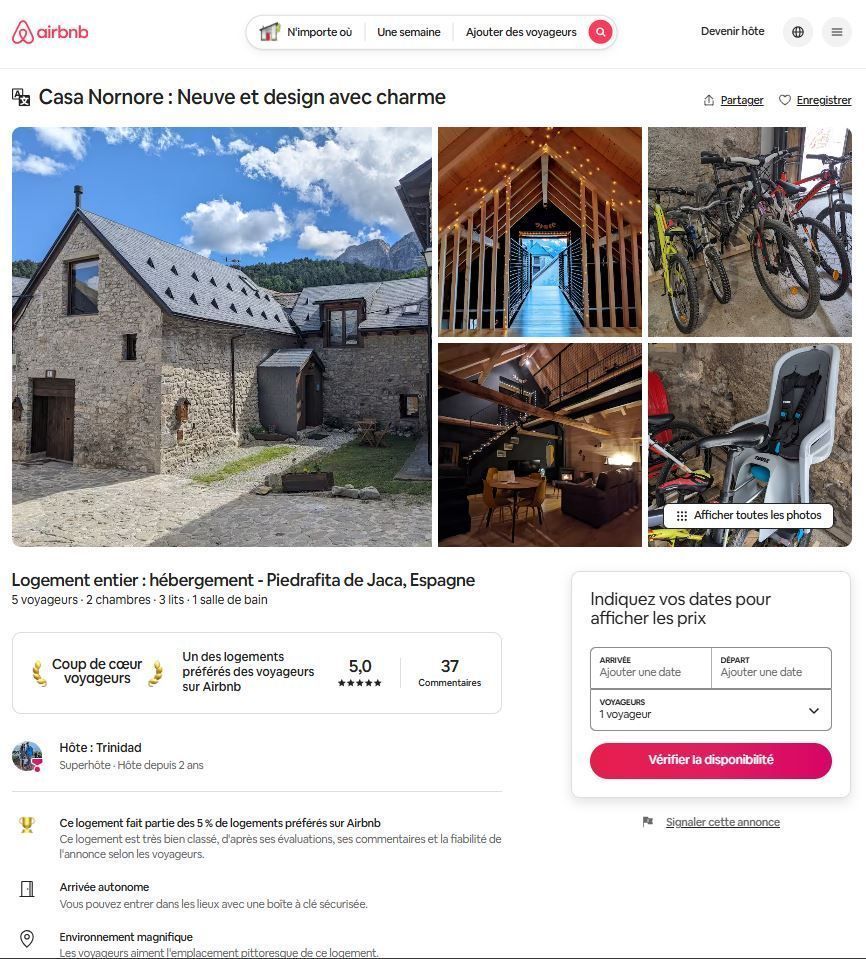 Aperçu de notre annonce Airbnb